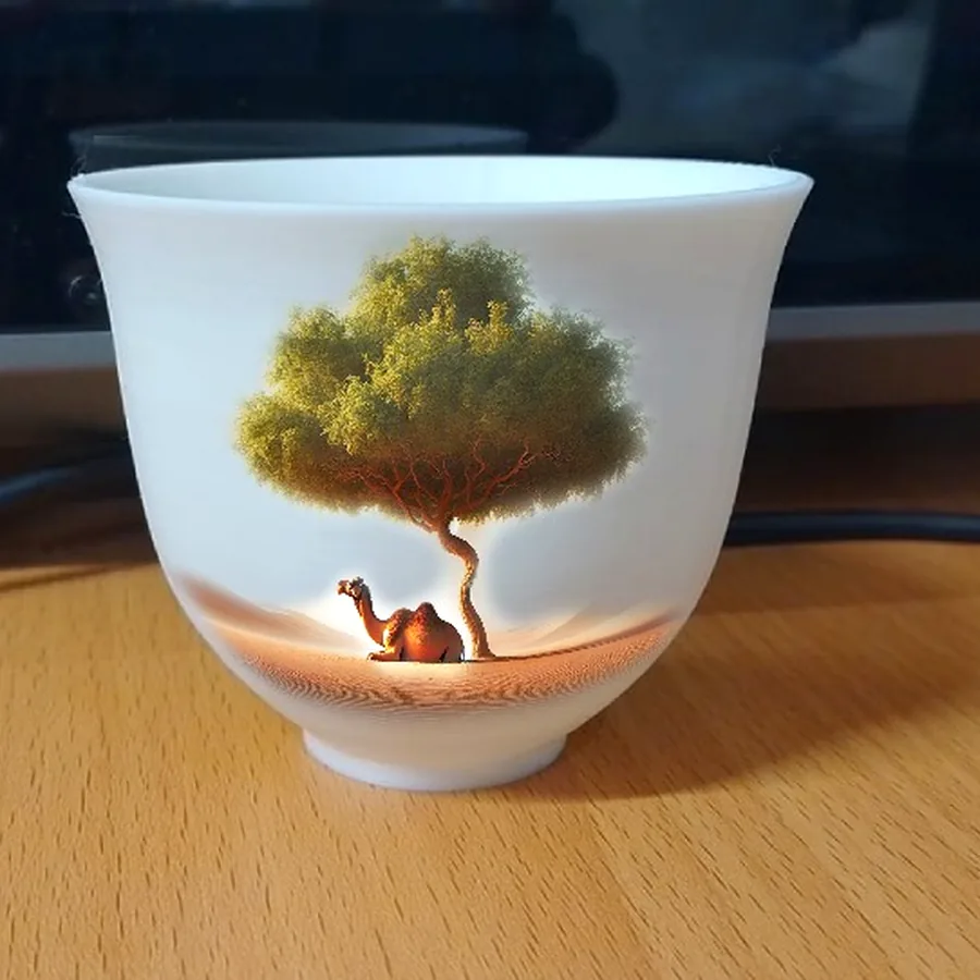 Full-colour photographic print on a cup