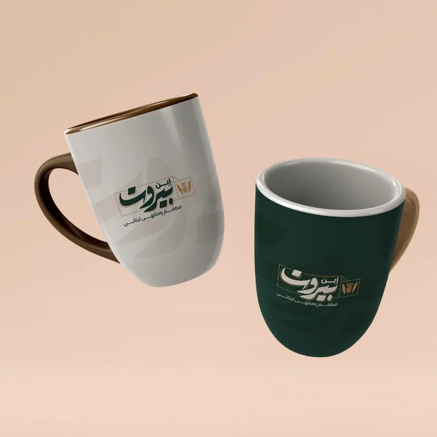 Two-tone mugs produced for a venue